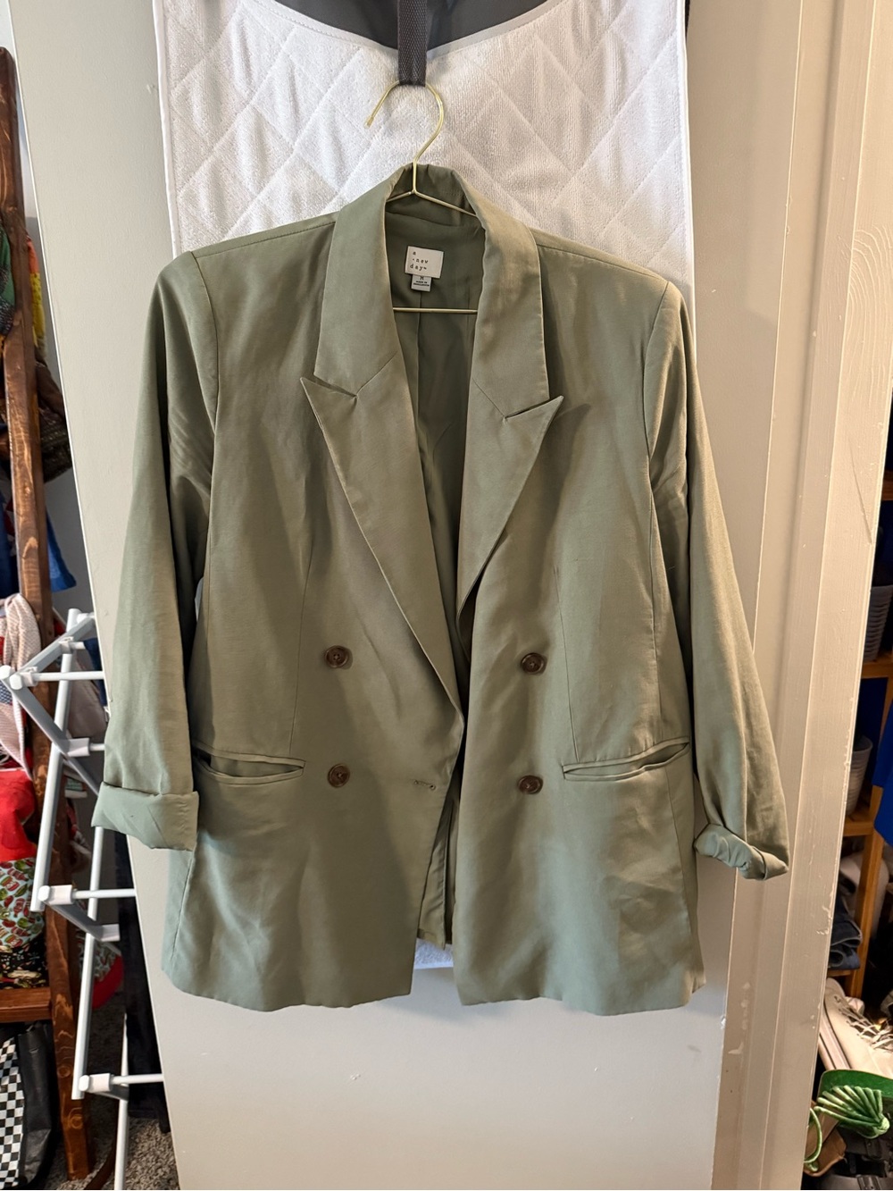 a new day Olive Green Double-Breasted Women's Blazer